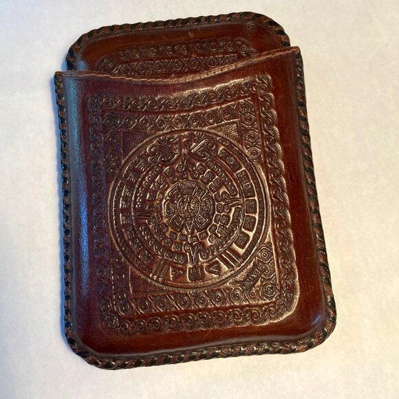 Vintage Leather Embossed Spanish Playing Card Case - Picture 1 of 6